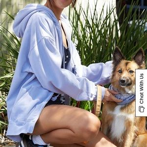 John Galt light blue oversized christy hoodie zip up